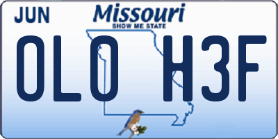 MO license plate OL0H3F