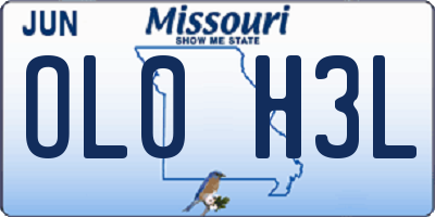 MO license plate OL0H3L