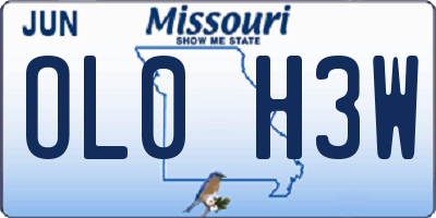 MO license plate OL0H3W