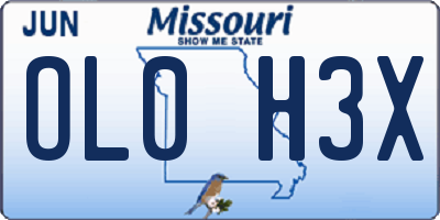 MO license plate OL0H3X