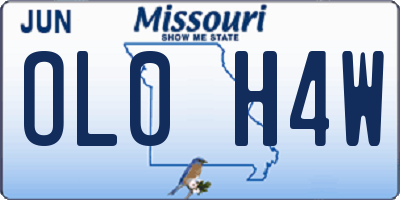 MO license plate OL0H4W