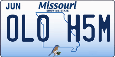 MO license plate OL0H5M