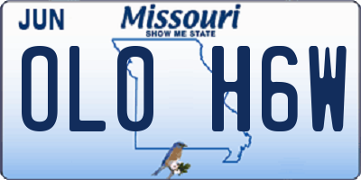 MO license plate OL0H6W