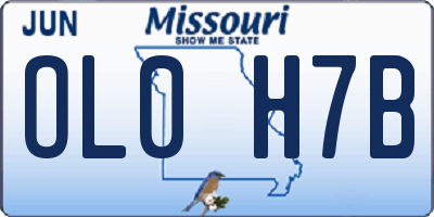 MO license plate OL0H7B