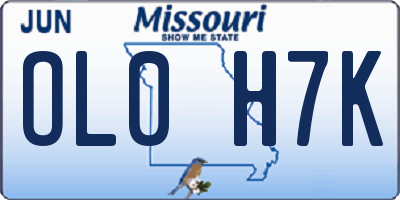 MO license plate OL0H7K