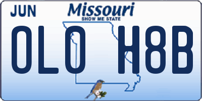 MO license plate OL0H8B