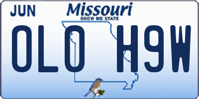MO license plate OL0H9W
