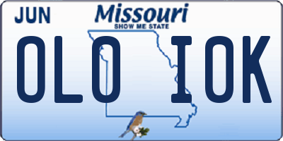 MO license plate OL0I0K