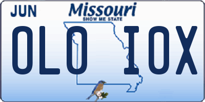 MO license plate OL0I0X