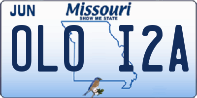 MO license plate OL0I2A
