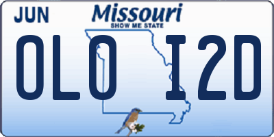 MO license plate OL0I2D