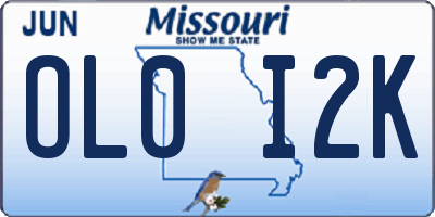 MO license plate OL0I2K