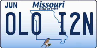 MO license plate OL0I2N