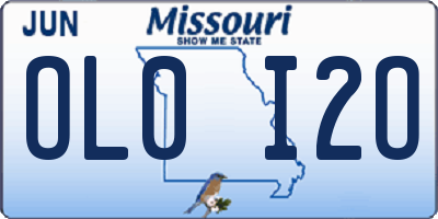 MO license plate OL0I2O