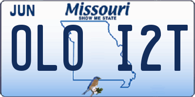 MO license plate OL0I2T