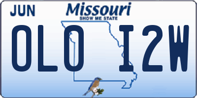 MO license plate OL0I2W