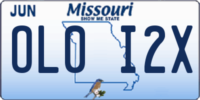 MO license plate OL0I2X