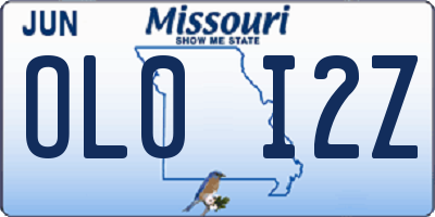 MO license plate OL0I2Z