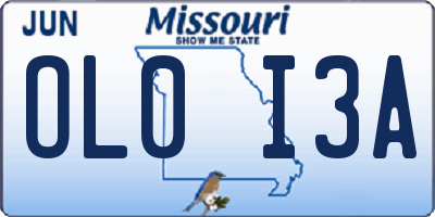 MO license plate OL0I3A