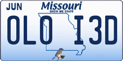 MO license plate OL0I3D