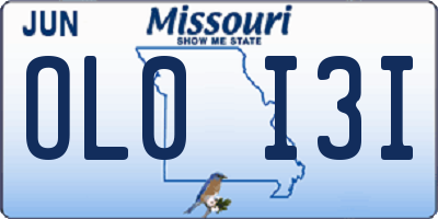 MO license plate OL0I3I
