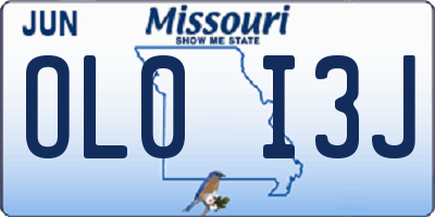 MO license plate OL0I3J