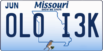 MO license plate OL0I3K