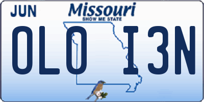 MO license plate OL0I3N