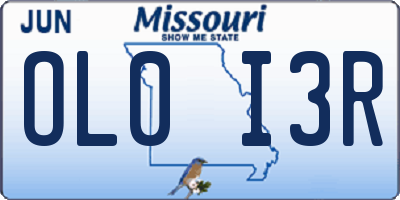MO license plate OL0I3R