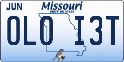 MO license plate OL0I3T