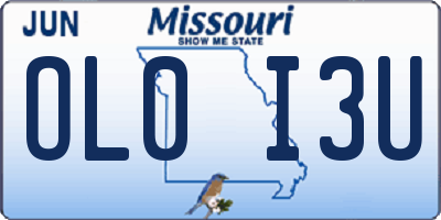 MO license plate OL0I3U