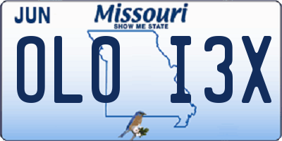 MO license plate OL0I3X