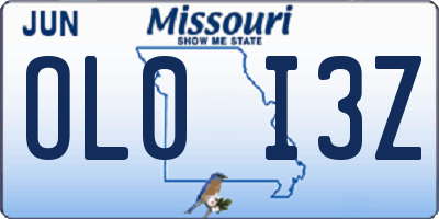 MO license plate OL0I3Z