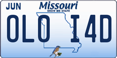MO license plate OL0I4D