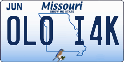 MO license plate OL0I4K