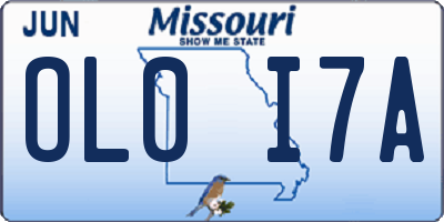 MO license plate OL0I7A