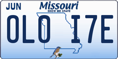 MO license plate OL0I7E