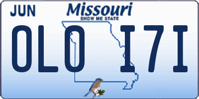 MO license plate OL0I7I
