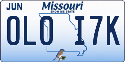 MO license plate OL0I7K