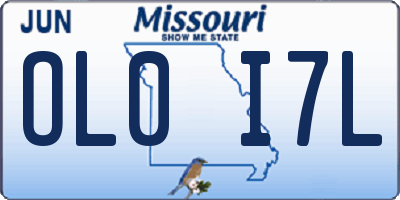 MO license plate OL0I7L
