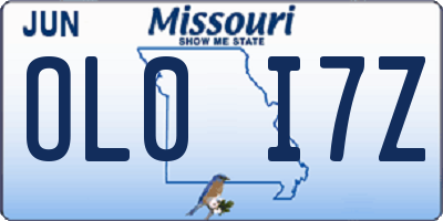 MO license plate OL0I7Z