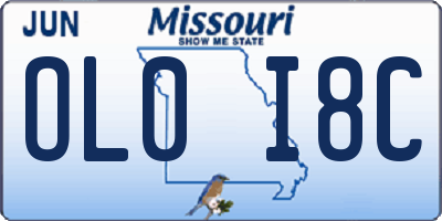 MO license plate OL0I8C