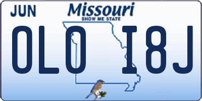 MO license plate OL0I8J