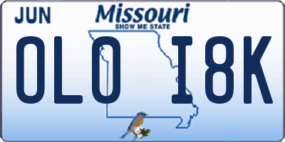 MO license plate OL0I8K