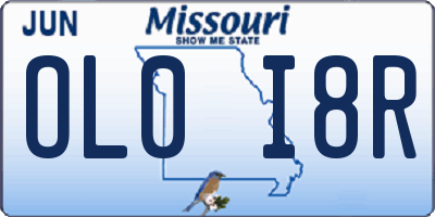 MO license plate OL0I8R