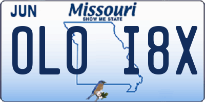 MO license plate OL0I8X