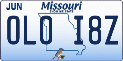 MO license plate OL0I8Z