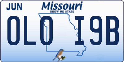 MO license plate OL0I9B