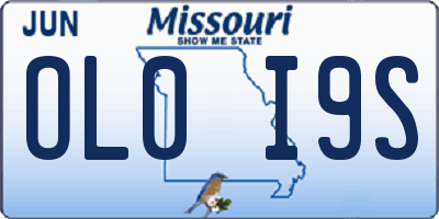 MO license plate OL0I9S