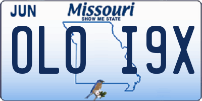 MO license plate OL0I9X